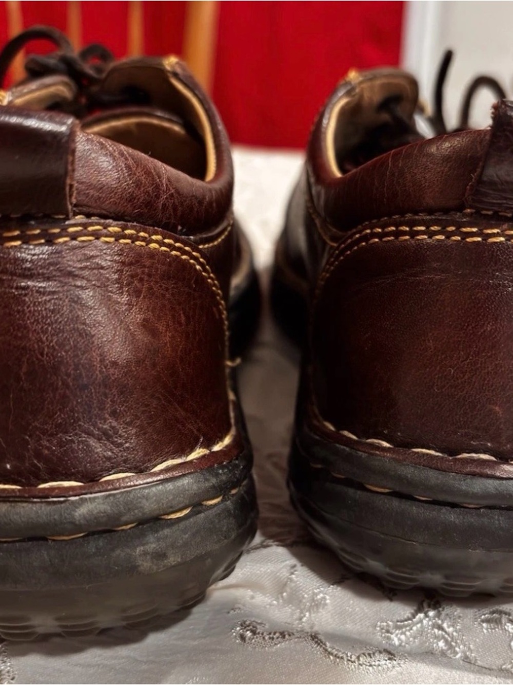 Born Brown Leather Lace-Up Oxford Comfort Shoes Women’s 9 Distressed Casual - Picture 4 of 9
